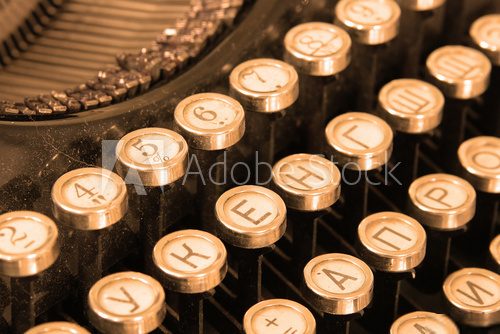 Keyboard of vintage typewriter sepia