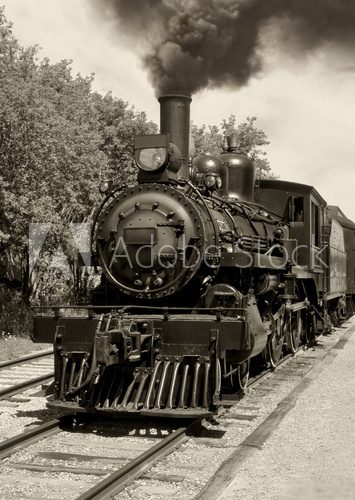 Old locomotive sepia