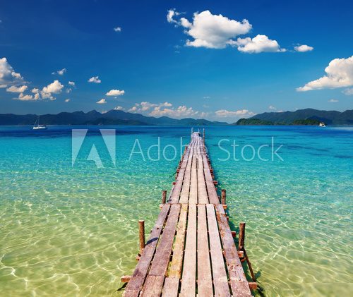 Wooden pier in tropical paradise