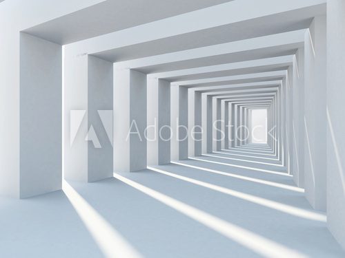 Abstract interior architecture with row of plain columns