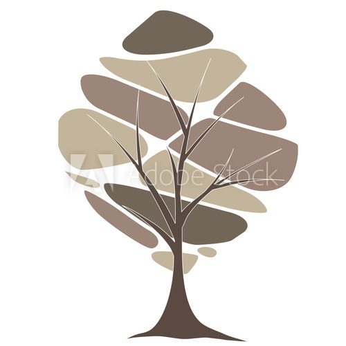 Abstract tree with red flowers vector illustration