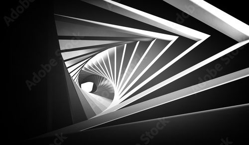 Abstract twisted black white tunnel