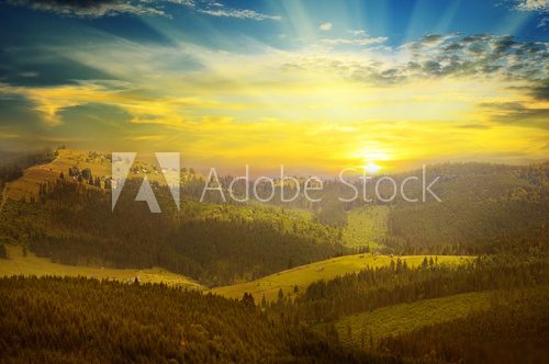 beautiful mountain landscape and sunrise 