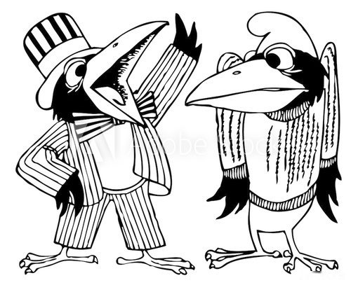 Cartoon ravens talking 
