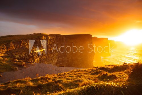Cliffs of Moher at sunset in Co. Clare Ireland Europe.