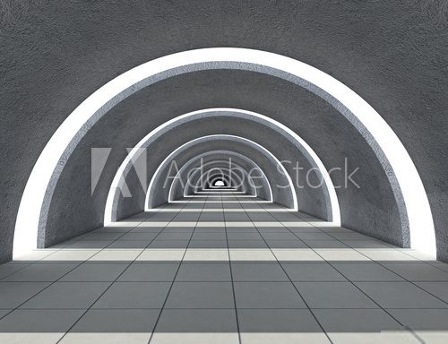 concrete semicircular hallway 