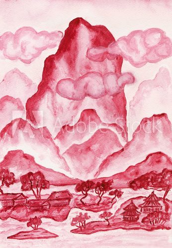 Crimson hills, painting 