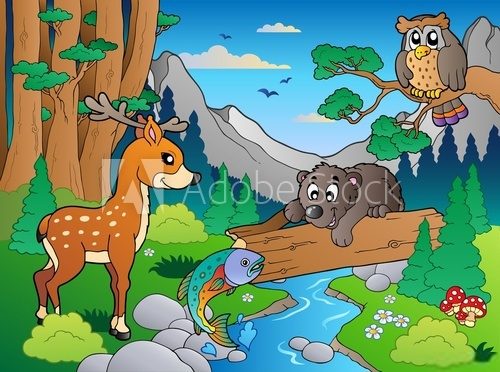 Forest scene with various animals 1