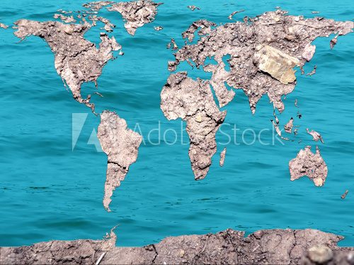 global map dry and flooded earth 