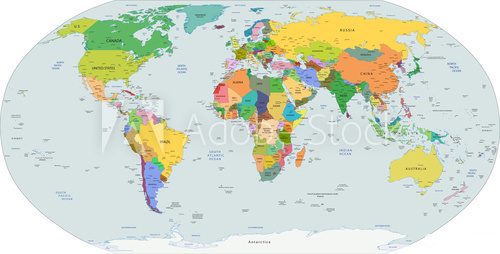 Global political map of the world, vector 