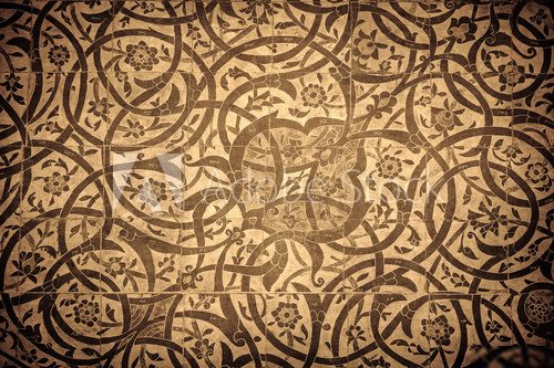 grunge background with oriental ornaments . 