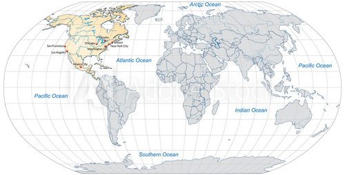 Landkarte von Nordamerika und der Welt 