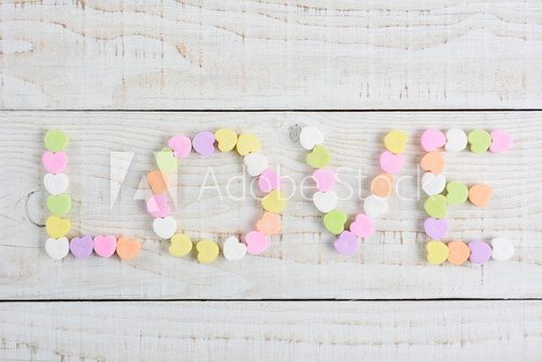 Love Spelled with Candy Hearts