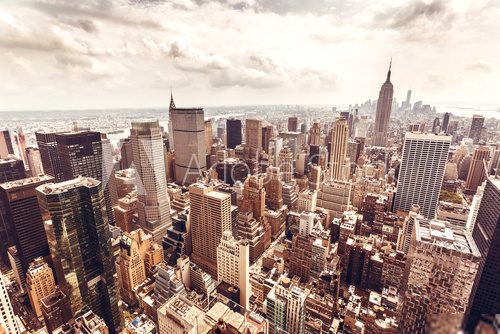 Manhattan skyline aerial view 