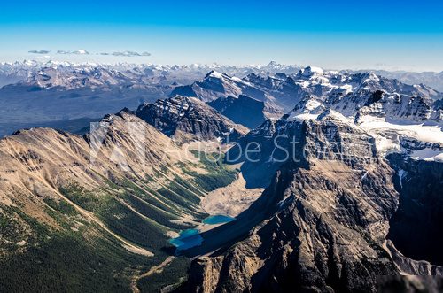 Mountain range view from Mt Temple, Banff NP, Alberta, Canada 