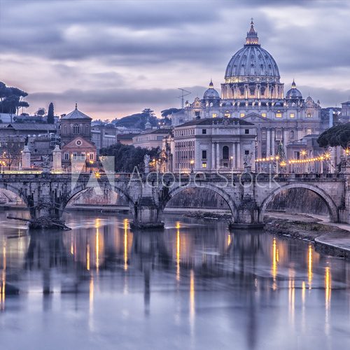 Rome and the river tiber at dusk 