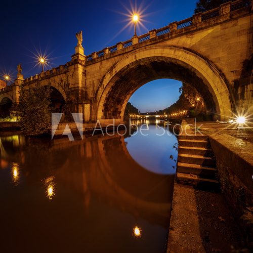 Under the Holy Angel Bridge at Dawn, Rome, Italy 