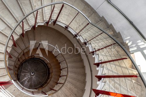 Upside view of a spiral staircase 