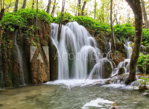 Waterfall in the Plitvice Lakes 