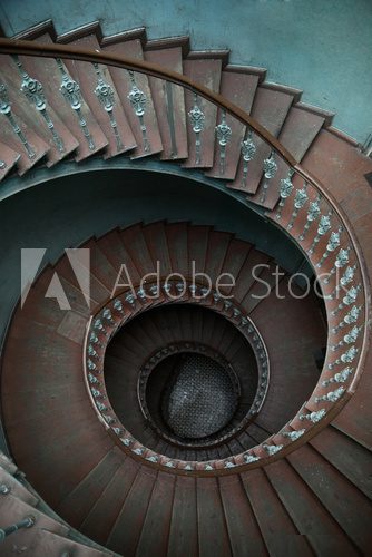 Wooden stairs in tenement house 