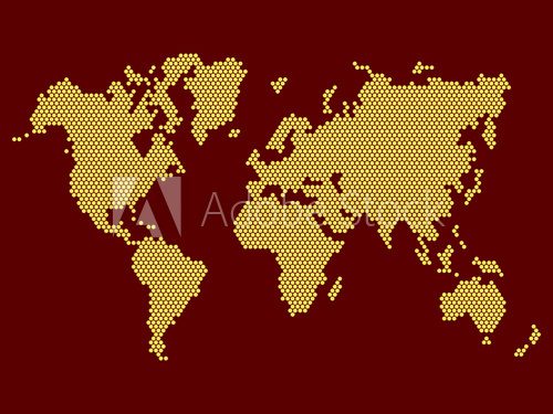 World Map Dotted on Dark Background. Vector 