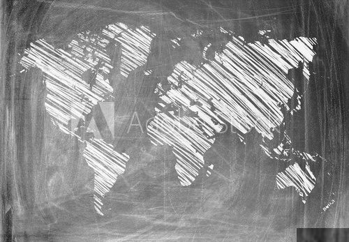 World Map on a Blackboard 