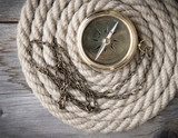 Antique compass and rope