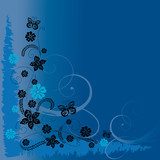 blue floral background, Blumen, Ranke, BlÃ¼te, BlautÃ¶ne 