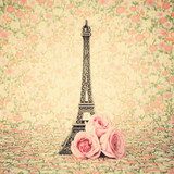 Eiffel tower with roses