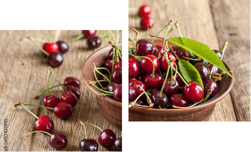 Cherries in bowl - Zweiteiliges Leinwandbild, Diptychon