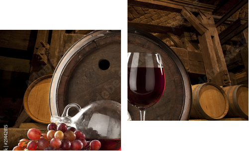 the still life with glass of red wine - Zweiteiliges Leinwandbild, Diptychon