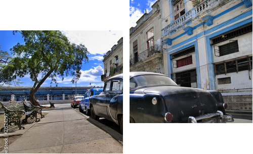 Havana Street with Oldtimer - Zweiteiliges Leinwandbild, Diptychon