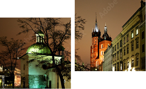 Night view of the Market Square in Krakow, Poland - Zweiteiliges Leinwandbild, Diptychon