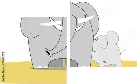 slonie - Zweiteiliges Leinwandbild, Diptychon