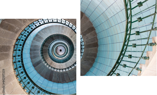 Stairs spiral inside the lighthouse - Zweiteiliges Leinwandbild, Diptychon