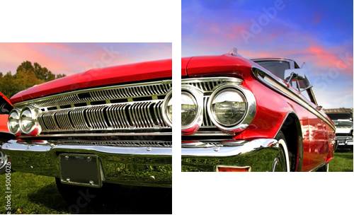 Red Muscle Car - Zweiteiliges Leinwandbild, Diptychon