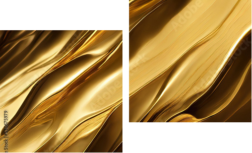 Gold texture background, abstract liquid gold background - Zweiteiliges Leinwandbild, Diptychon