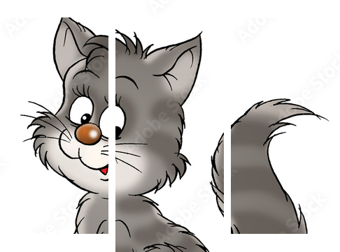 small grey kitten - Dreiteiliges Leinwandbild, Triptychon