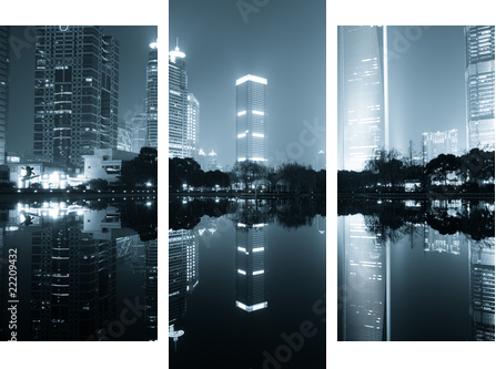 night view of shanghai - Dreiteiliges Leinwandbild, Triptychon