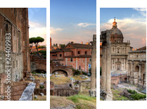 Architektura Rzymu w panoramie
 - Dreiteiliges Leinwandbild, Triptychon