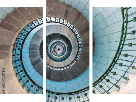 Stairs spiral inside the lighthouse - Dreiteiliges Leinwandbild, Triptychon