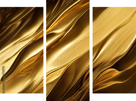 Gold texture background, abstract liquid gold background - Dreiteiliges Leinwandbild, Triptychon