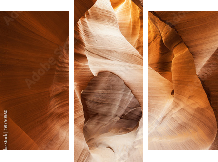 Famous view in Antelope Canyon - Dreiteiliges Leinwandbild, Triptychon