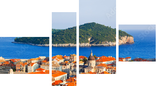 Town Dubrovnik and island in Croatia - Vierteiliges Leinwandbild, Viertychon