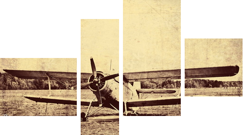 Vintage photo of an old biplane - Vierteiliges Leinwandbild, Viertychon