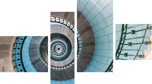Stairs spiral inside the lighthouse - Vierteiliges Leinwandbild, Viertychon