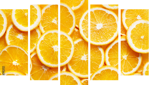 orange slices background - Fünfteiliges Leinwandbild, Pentaptychon