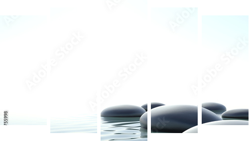 Zen water - Fünfteiliges Leinwandbild, Pentaptychon