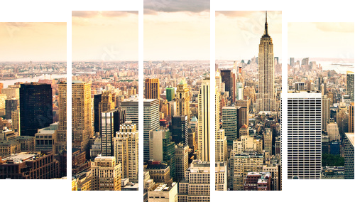 Skyline von New York - Fünfteiliges Leinwandbild, Pentaptychon