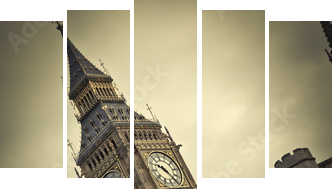 Big Ben, London - Fünfteiliges Leinwandbild, Pentaptychon